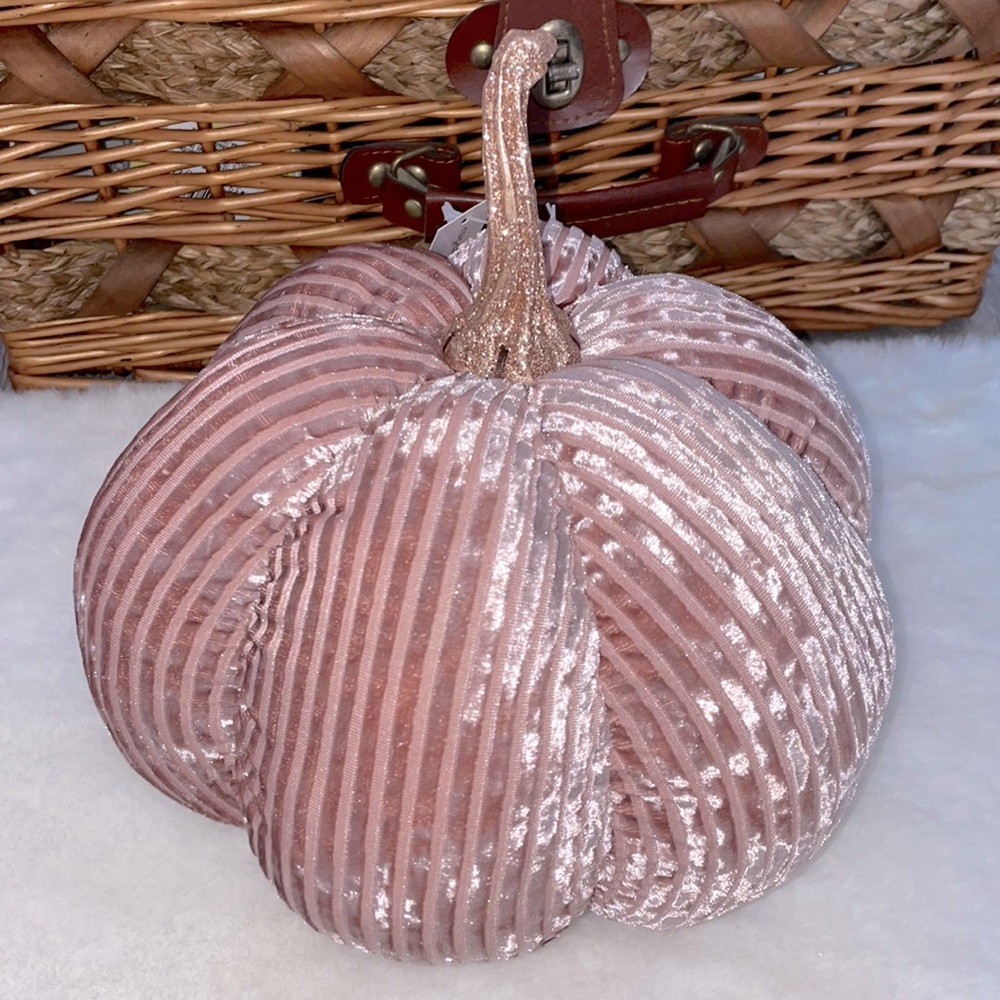 Cupcakes and Cashmere Autumn Corduroy Pink and Sparkly  Pumpkin Plush Decor